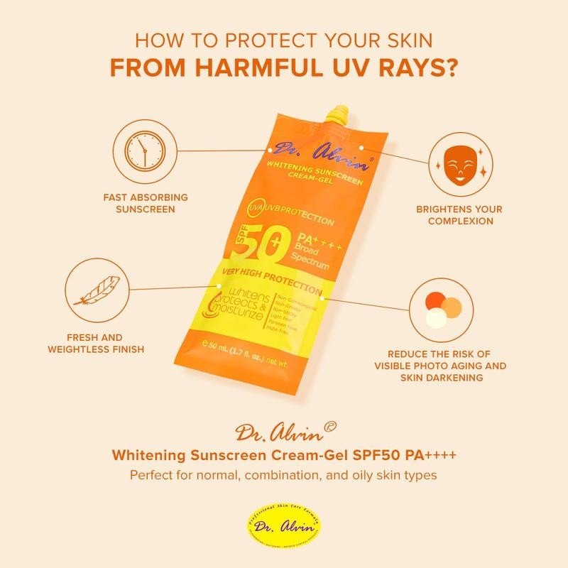 Dr. Alvin WHITENING SUNSCREEN CREAM GEL SPF 50 10mL - Image 5