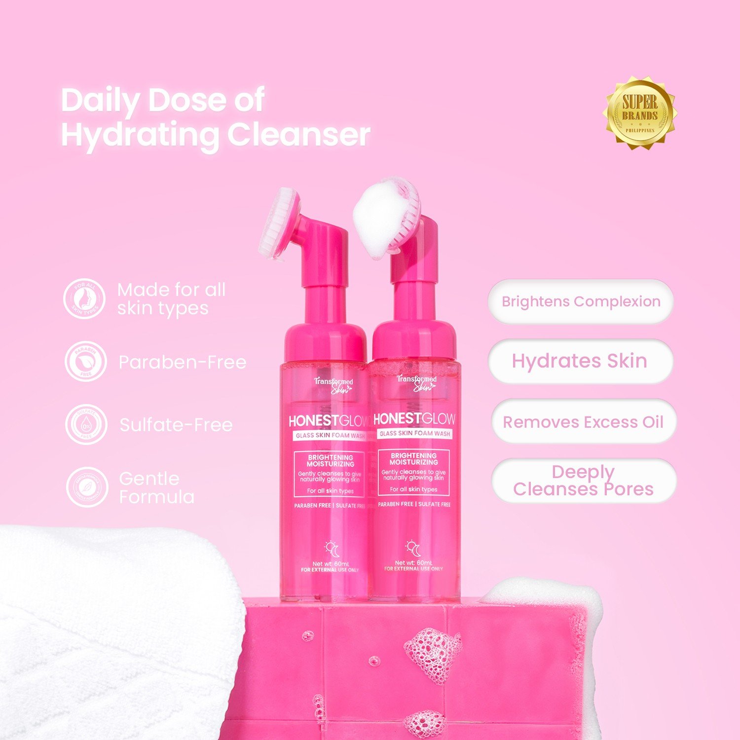 HONEST GLOW GLASS SKIN FOAM WASH - Image 2